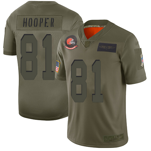 Nike Browns #81 Austin Hooper Camo Youth Stitched NFL Limited 2019 Salute to Service Jersey